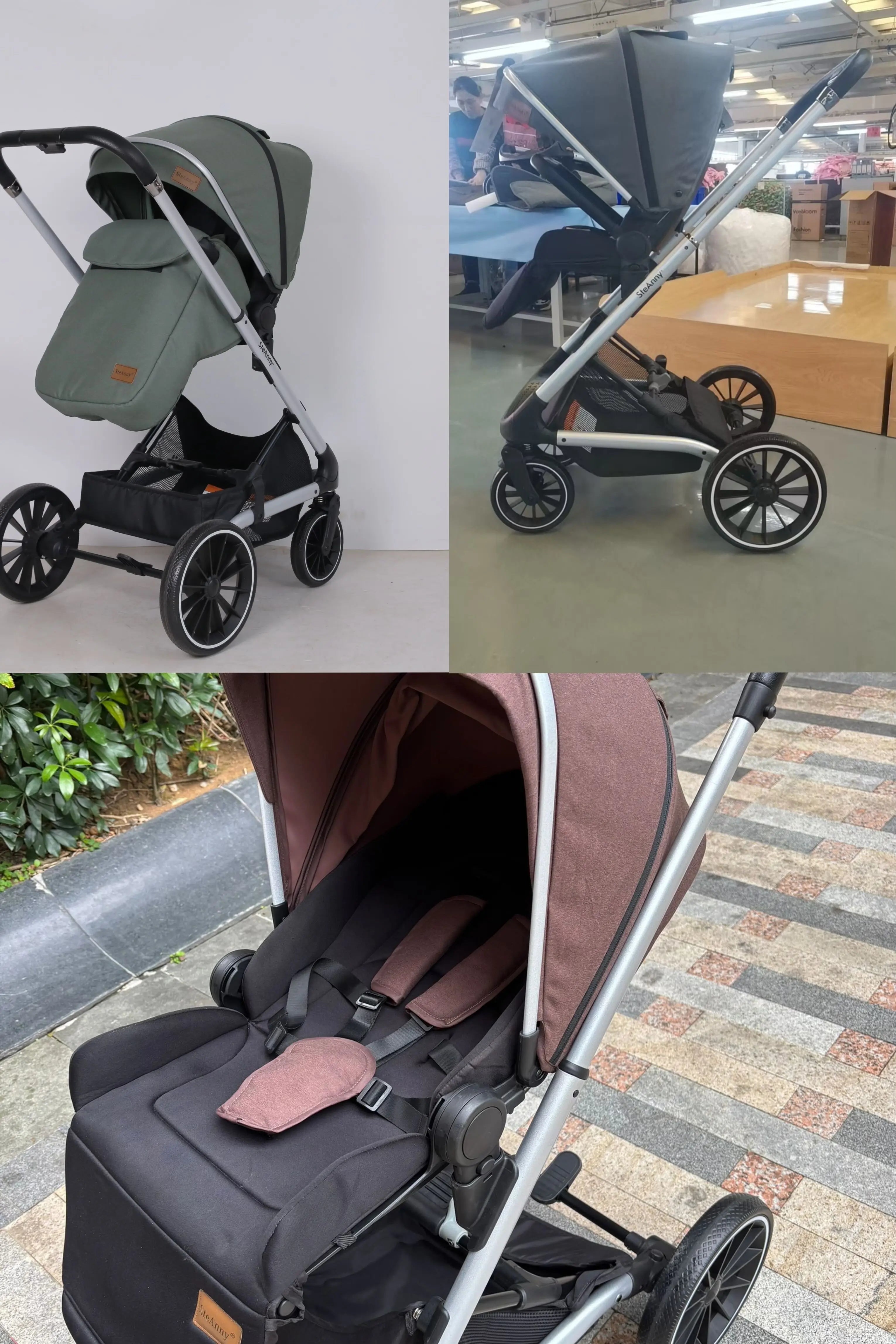 Reversible Stroller,Compact Stroller with Big Wheels,Adjust to Seat & Lying,Foldable Portable Baby Carriage for Newborn Toddler