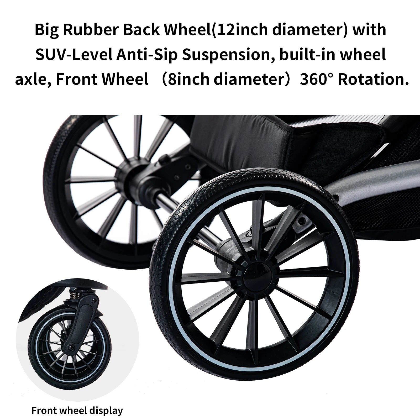 Reversible Stroller,Compact Stroller with Big Wheels,Adjust to Seat & Lying,Foldable Portable Baby Carriage for Newborn Toddler