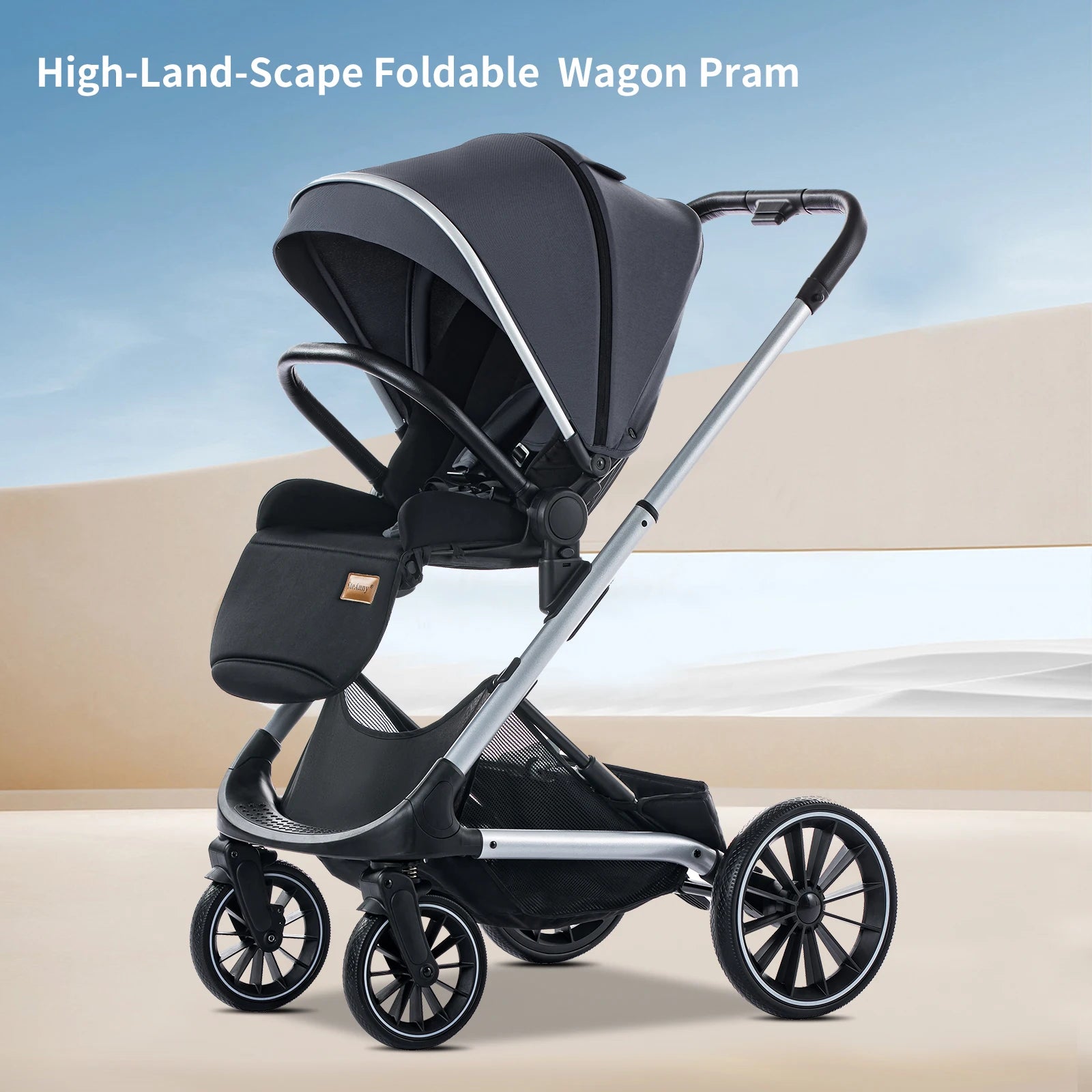 Reversible Stroller,Compact Stroller with Big Wheels,Adjust to Seat & Lying,Foldable Portable Baby Carriage for Newborn Toddler