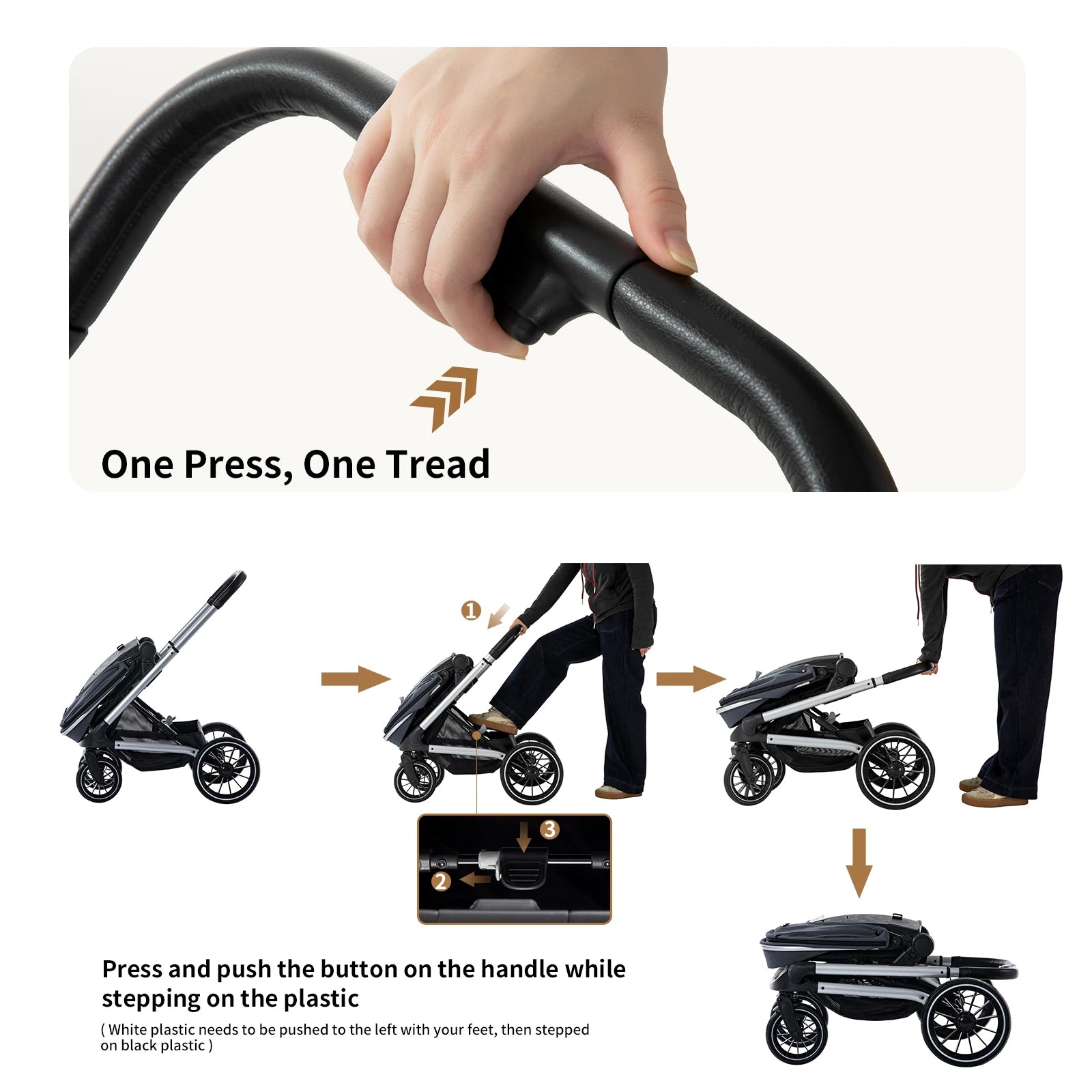 Reversible Stroller,Compact Stroller with Big Wheels,Adjust to Seat & Lying,Foldable Portable Baby Carriage for Newborn Toddler