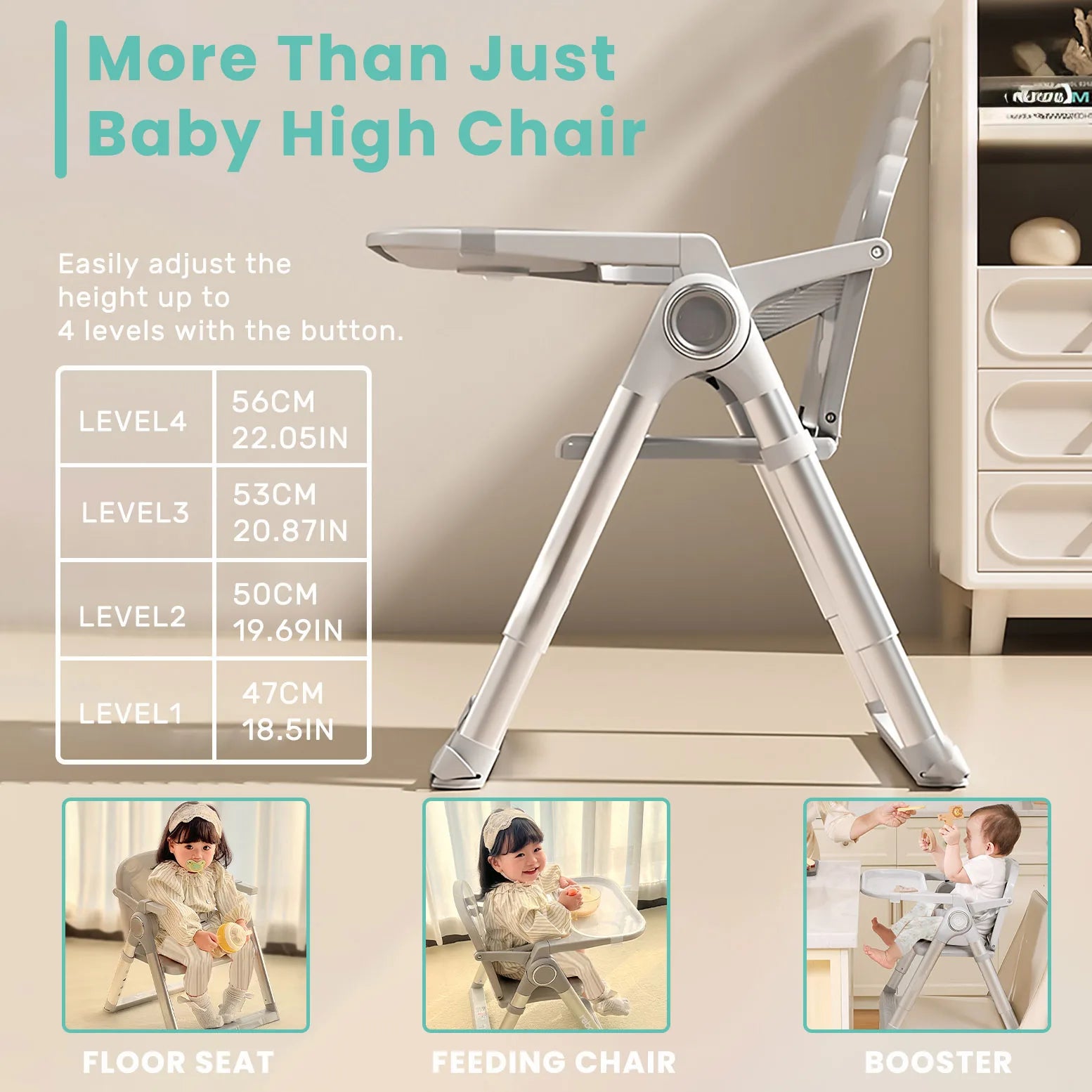 Baby Folding Booster Seat High Chair For Dining, Baby Toddler Portable Feeding Seat for Children 6 Months to 3 Years Approx