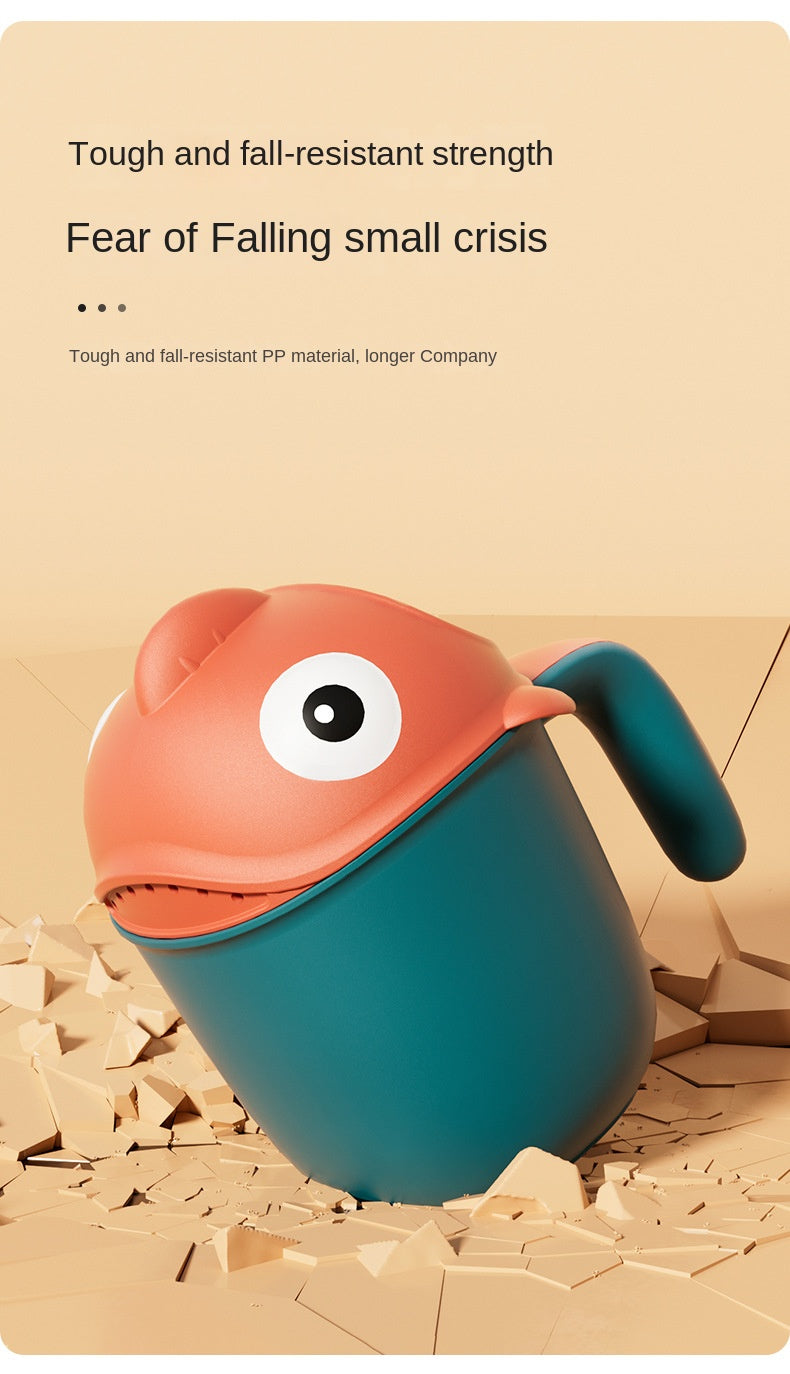 Baby Bath Shower Head Rinse Cup Cartoon Shark Cute Shower Washing Bathroom Accessories Bathing Toys for 0-6 Years Old Baby