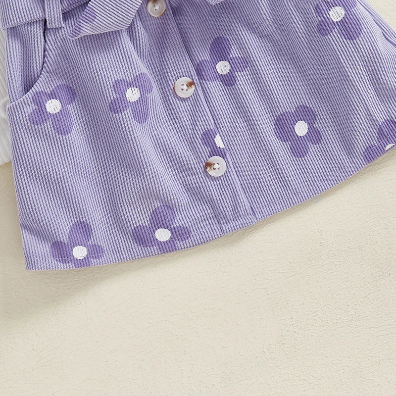 Adorable Baby Girl Floral Print Romper with Matching Skirt and Headband Set for Summer Outings and Photoshoots