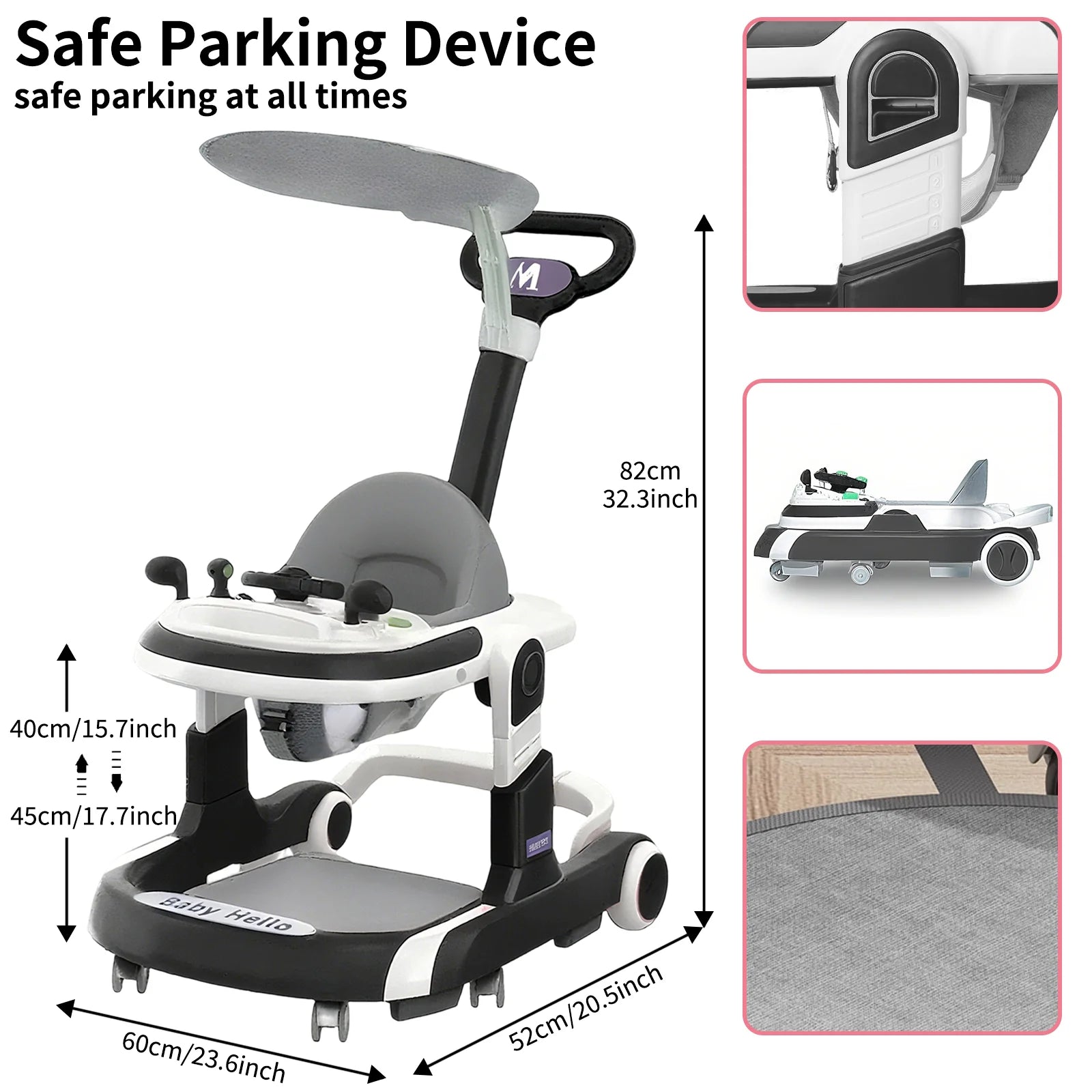 2025 Multifunctional Baby Walker With Sunshade and Seat Kids Anti-Rollover Adjustable Music Stroller Mother Baby Supplies Toys