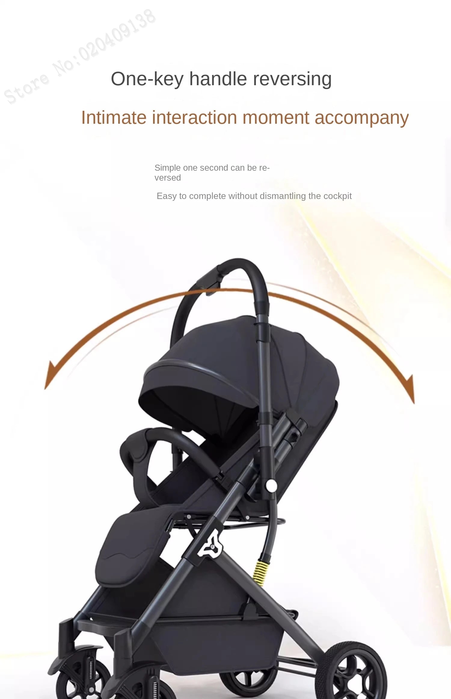 Lightweight stroller Two-way Push Trolley Stroller High Landscape Spine Protection Newborn Baby Four Wheel Stroller