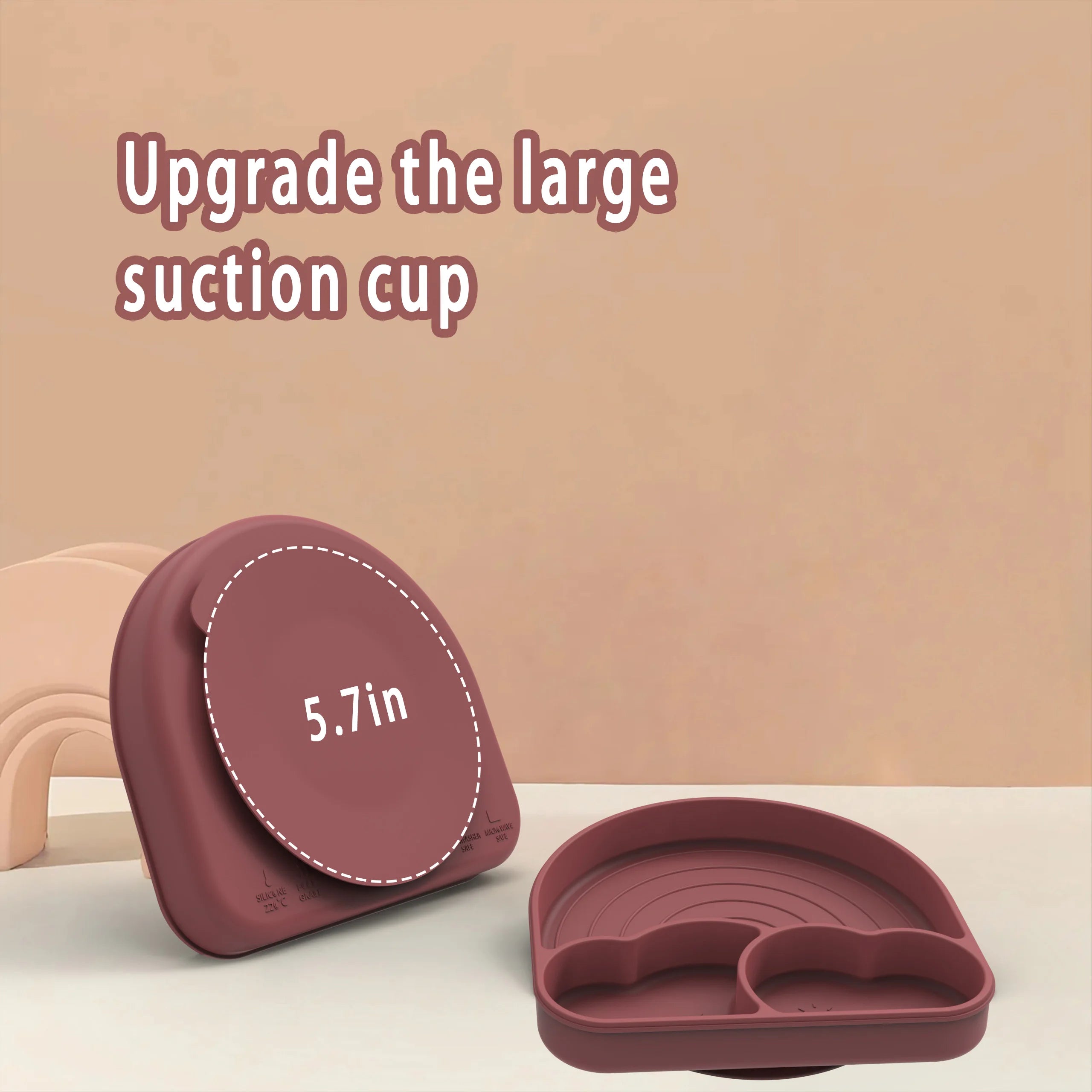 Suction Plates for Baby Silicone Plates with Suction Divided for Toddler Baby Dishes Kids Utensils Rainbow Shape