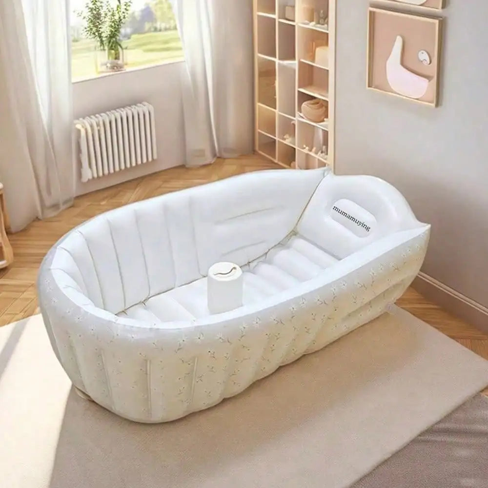 1PCS Inflatable Baby Bathtub with Air Pump Toddler Bathing Tub Chair Portable Seat with Back Support for Younger Children