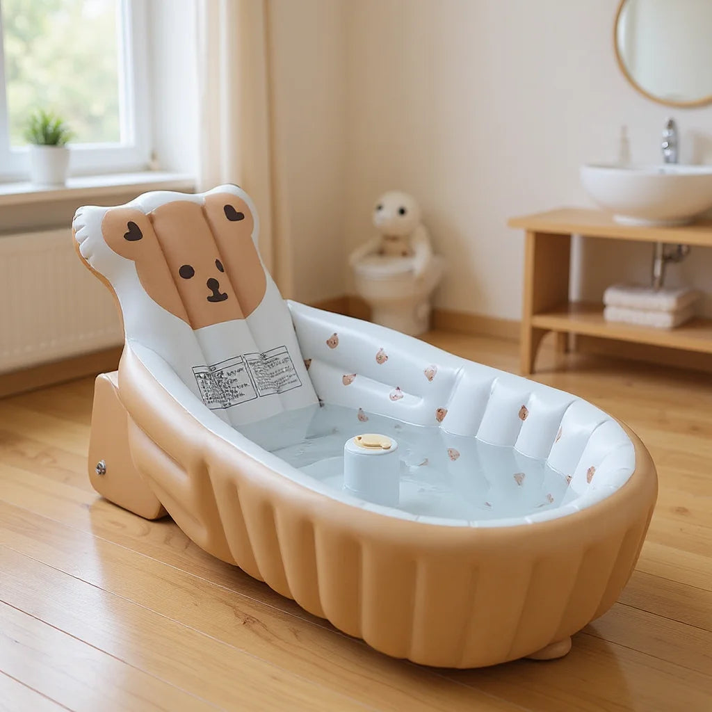 1PCS Inflatable Baby Bathtub with Air Pump Toddler Bathing Tub Chair Portable Seat with Back Support for Younger Children