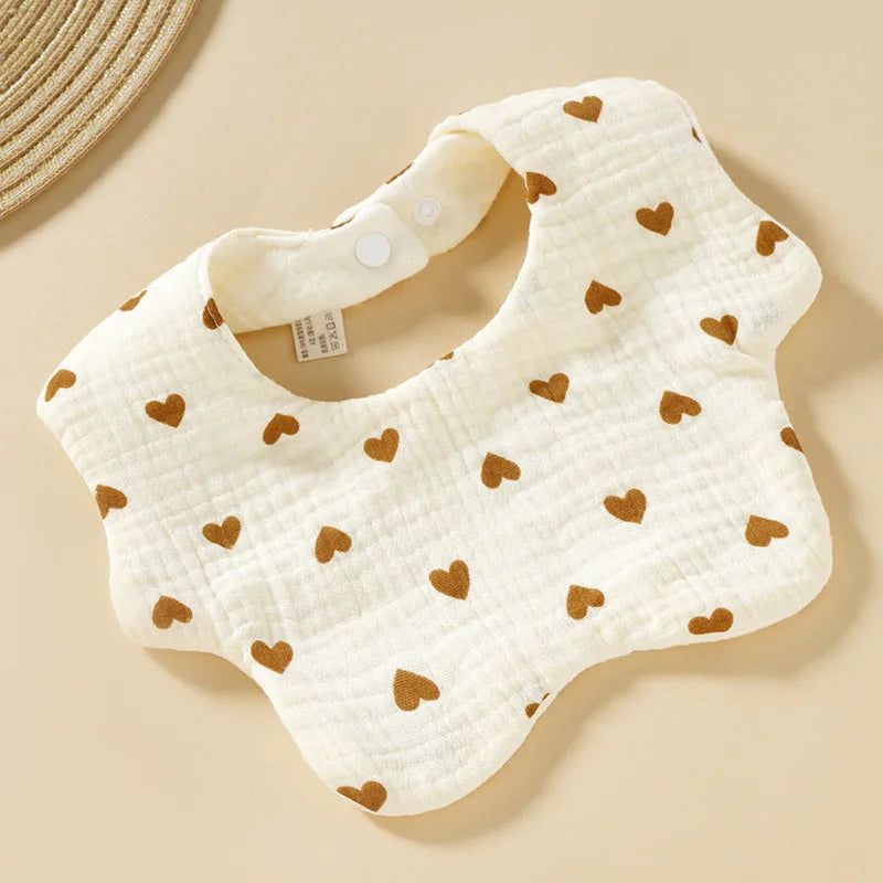 3PCS Cotton Gauze Baby Feeding Bibs Summer Soft Petal Baby Printed Drooling Towel Newborn Toddler Baby Burp Cloth Children'sBib