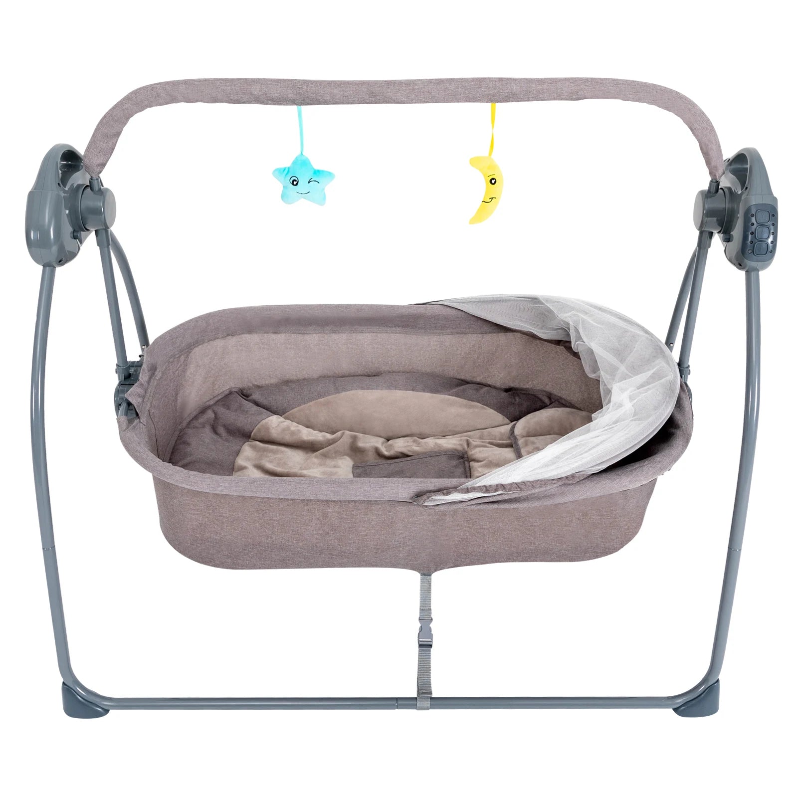 Auto Rocking Baby Cradle Swing Bed 5 Speed Electric Sleeping Basket Foldable with Music&mosquito Net Bedside Bassinet for Baby