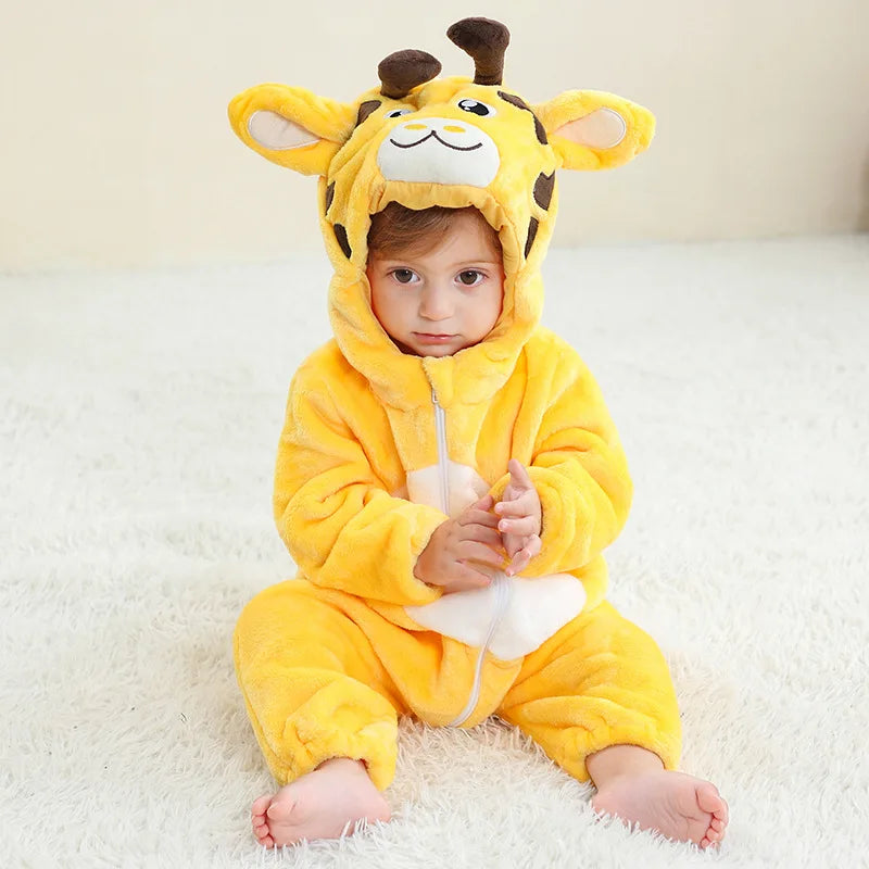 Newborn Kids Dinosaur Kigurumi Pajamas Winter Thick Baby Blanket Slppers Toddler Infant Clothes Hooded Animal Pyjamas Sleepwear