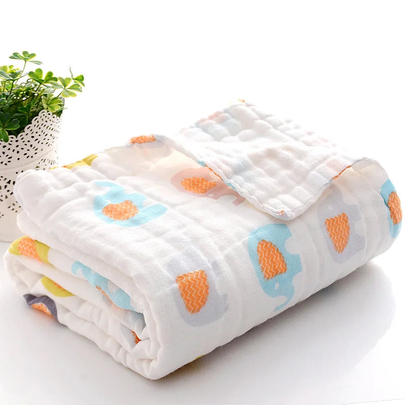 4-Layer Gauze Infant Washcloth Baby Bath Towel Newborn Bathrobe Cotton Swaddle Blanket for Boy Girl Children's Blanket