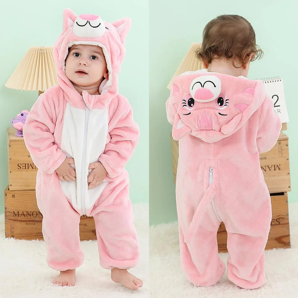 Newborn Kids Dinosaur Kigurumi Pajamas Winter Thick Baby Blanket Slppers Toddler Infant Clothes Hooded Animal Pyjamas Sleepwear