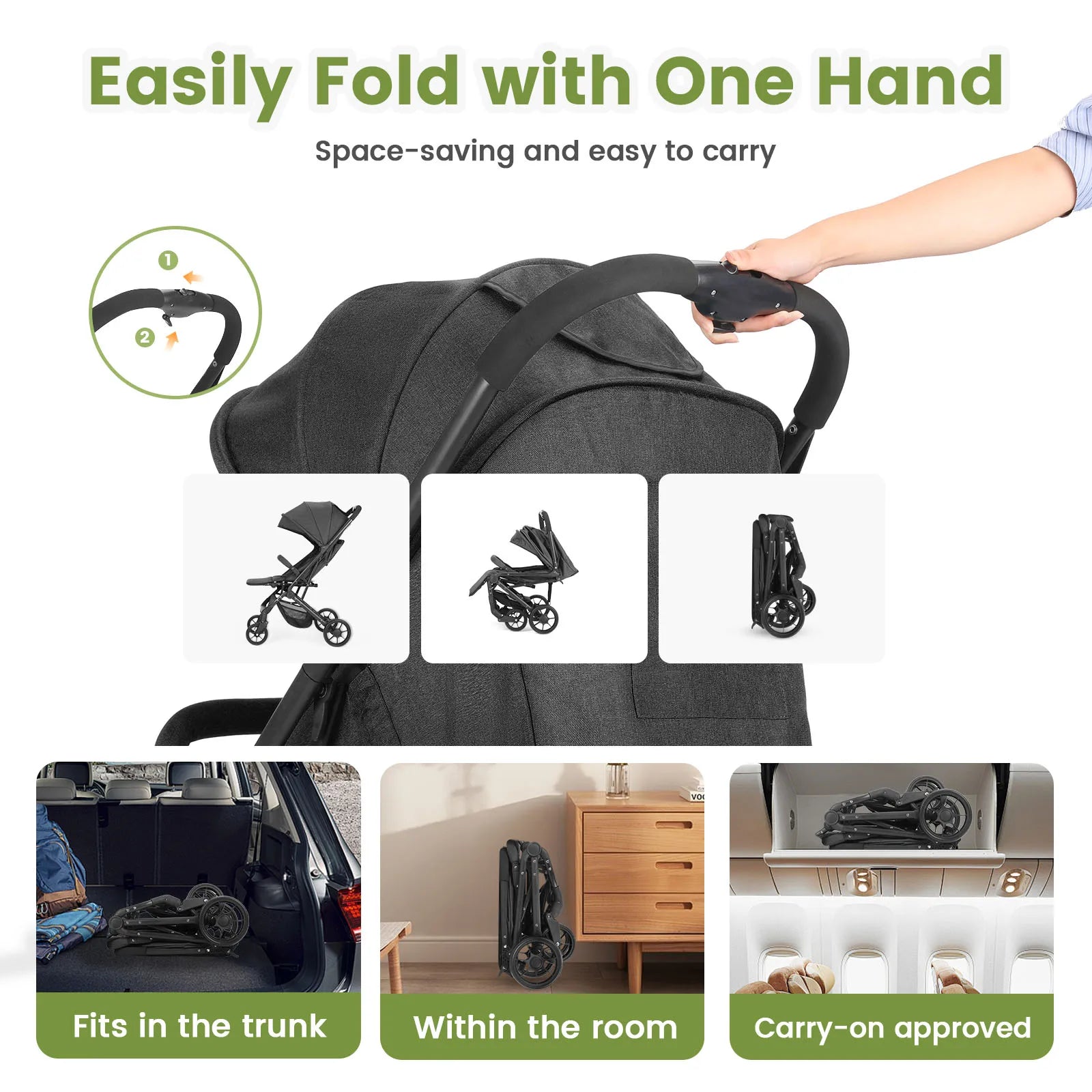 Portable High-view Baby Stroller Two-way Portable Baby Stroller Foldable Children's Four-wheel Baby Stroller 0-3 Years Old