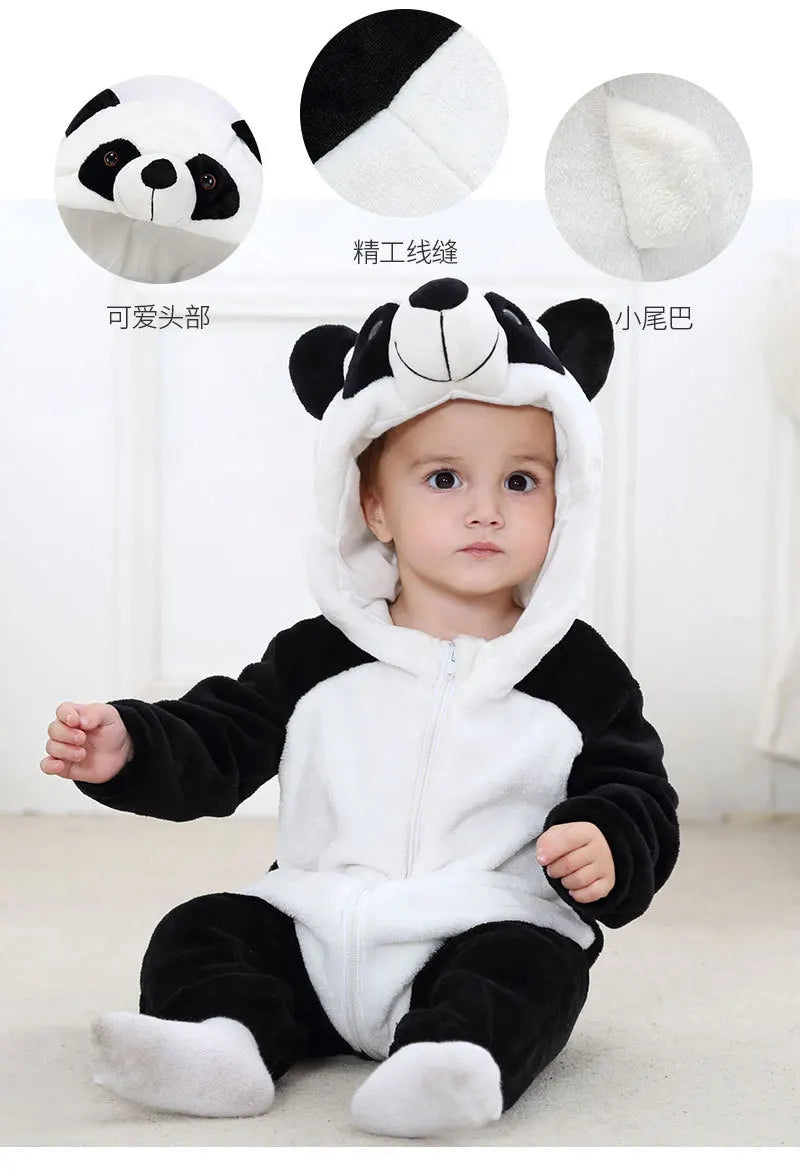 Newborn Kids Dinosaur Kigurumi Pajamas Winter Thick Baby Blanket Slppers Toddler Infant Clothes Hooded Animal Pyjamas Sleepwear