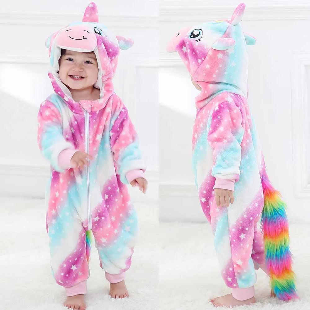 Newborn Kids Dinosaur Kigurumi Pajamas Winter Thick Baby Blanket Slppers Toddler Infant Clothes Hooded Animal Pyjamas Sleepwear