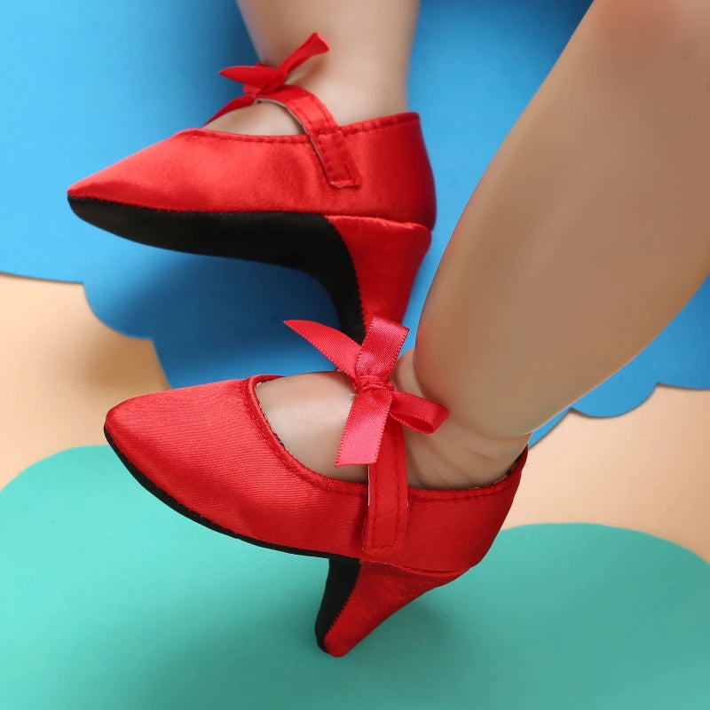 10CM/10.5CM Fashion Infant Newborn Baby Girl High Heels Shoes Princess Bow First Birthday Party Shoes Photo Props Shoes