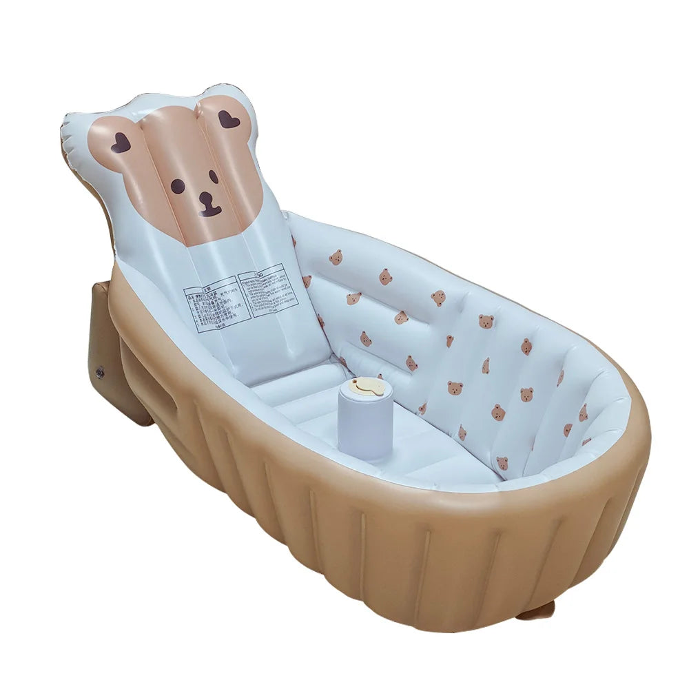 1PCS Inflatable Baby Bathtub with Air Pump Toddler Bathing Tub Chair Portable Seat with Back Support for Younger Children