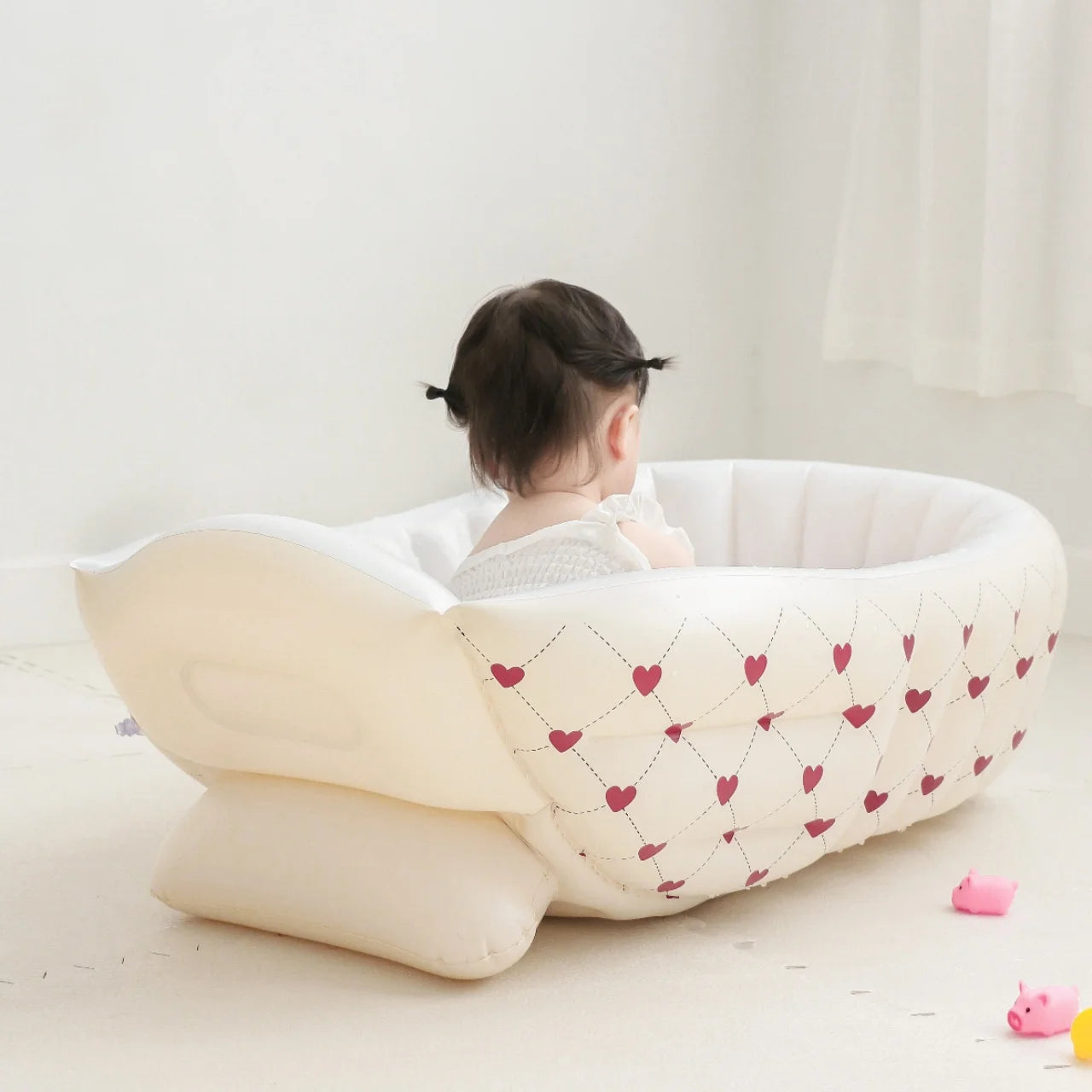 1PCS Inflatable Baby Bathtub with Air Pump Toddler Bathing Tub Chair Portable Seat with Back Support for Younger Children