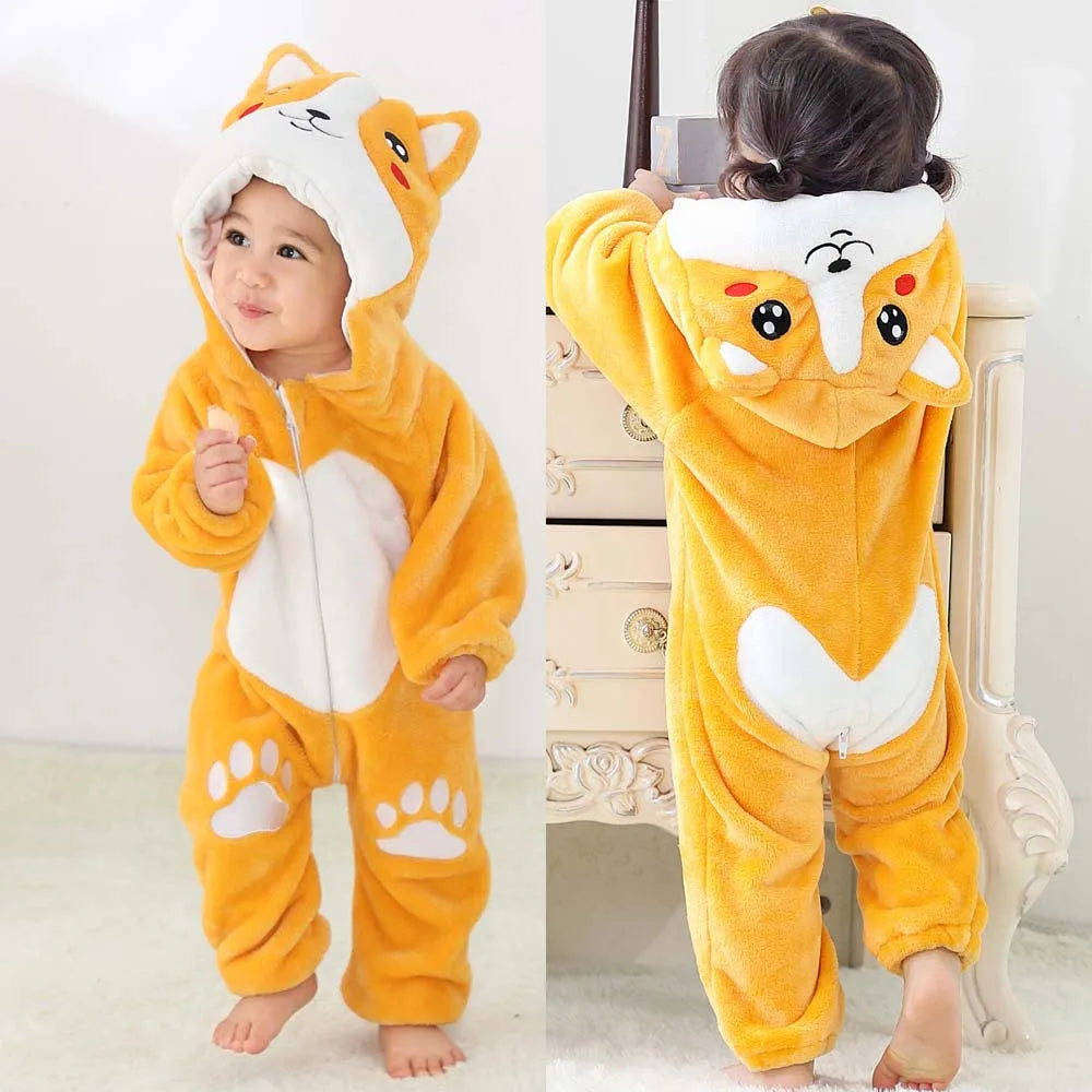 Newborn Kids Dinosaur Kigurumi Pajamas Winter Thick Baby Blanket Slppers Toddler Infant Clothes Hooded Animal Pyjamas Sleepwear