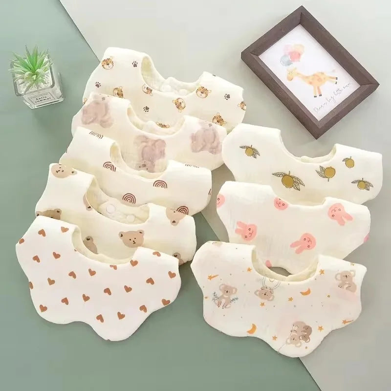 3PCS Cotton Gauze Baby Feeding Bibs Summer Soft Petal Baby Printed Drooling Towel Newborn Toddler Baby Burp Cloth Children'sBib