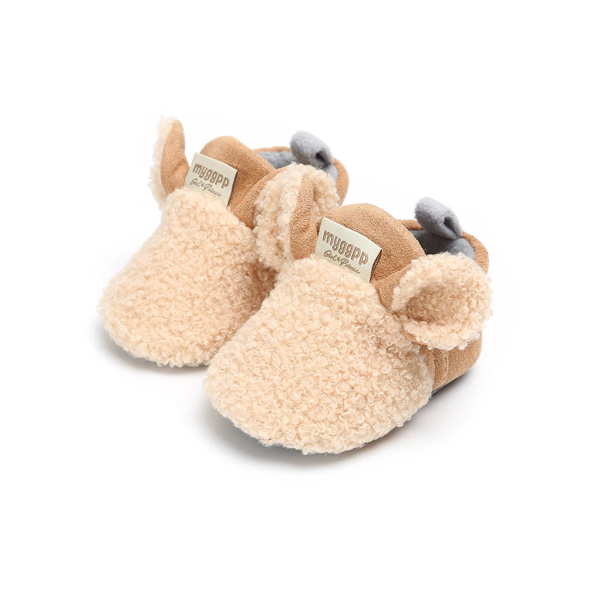 Soft and Cozy Fleece Baby Booties with Adorable Bear Design and Anti-Slip Sole for Winter Warmth and Comfort