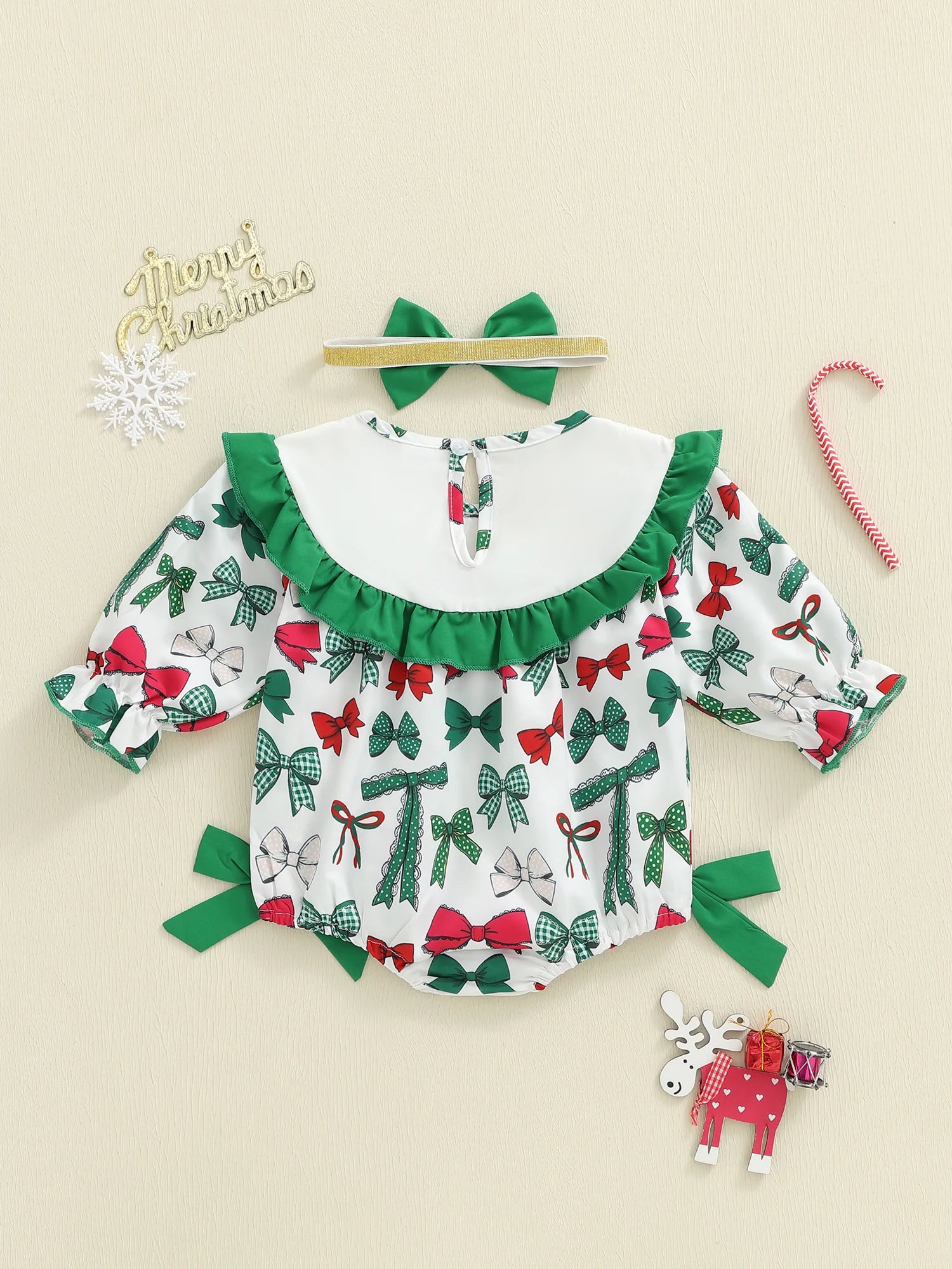 Christmas Baby Girl Outfit Red Plaid Romper Dress with Bow Headband Set Toddler Xmas Clothes Winter Costume 2 Piece Set