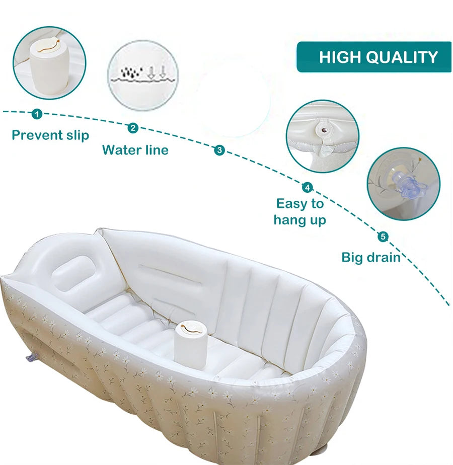 1PCS Inflatable Baby Bathtub with Air Pump Toddler Bathing Tub Chair Portable Seat with Back Support for Younger Children