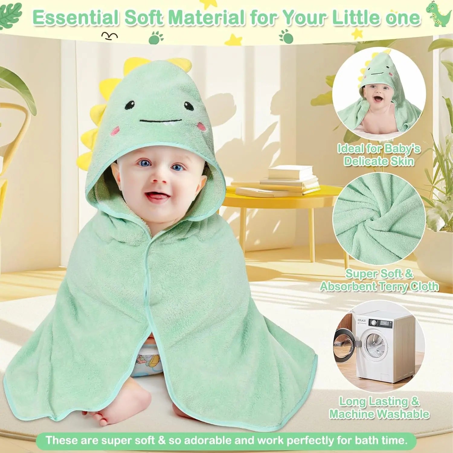 Hooded Baby Towels, Absorbent Baby Bath Towel, Soft Baby Towels for Newborns, Toddlers, and Kids, 32x32 in Baby Towel with Hood