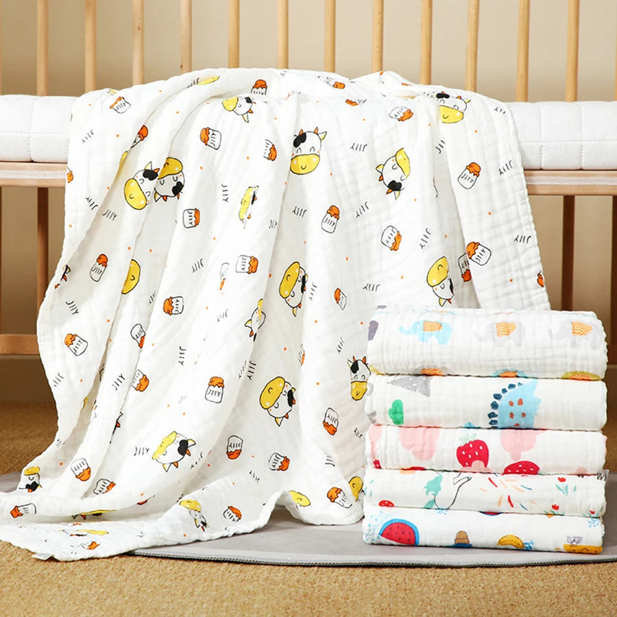 4-Layer Gauze Infant Washcloth Baby Bath Towel Newborn Bathrobe Cotton Swaddle Blanket for Boy Girl Children's Blanket