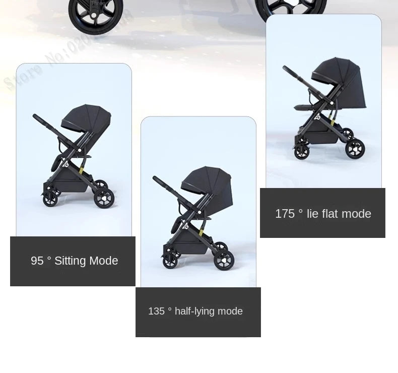 Lightweight stroller Two-way Push Trolley Stroller High Landscape Spine Protection Newborn Baby Four Wheel Stroller