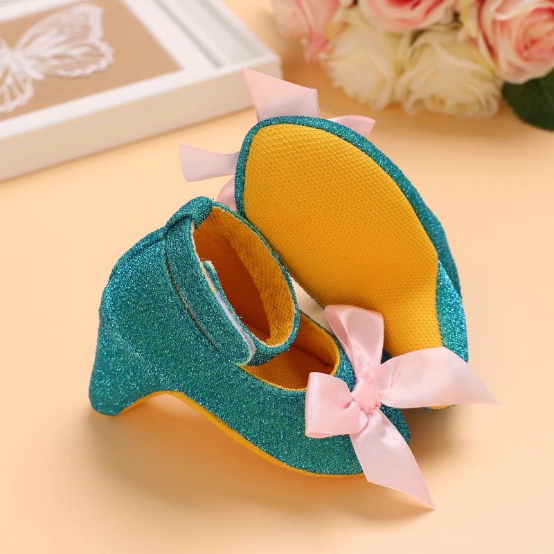10CM/10.5CM Fashion Infant Newborn Baby Girl High Heels Shoes Princess Bow First Birthday Party Shoes Photo Props Shoes