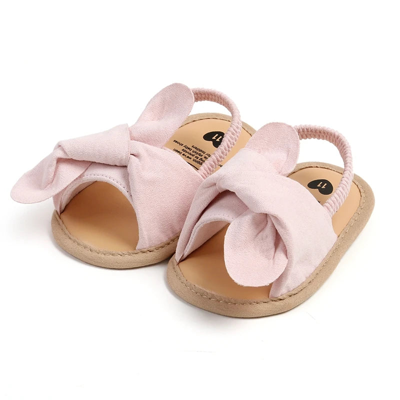 Adorable Baby Girls Sandals with Bowknot Detail Non-Slip Sole Soft Princess Shoes for Beach First Walker Toddler Sandals