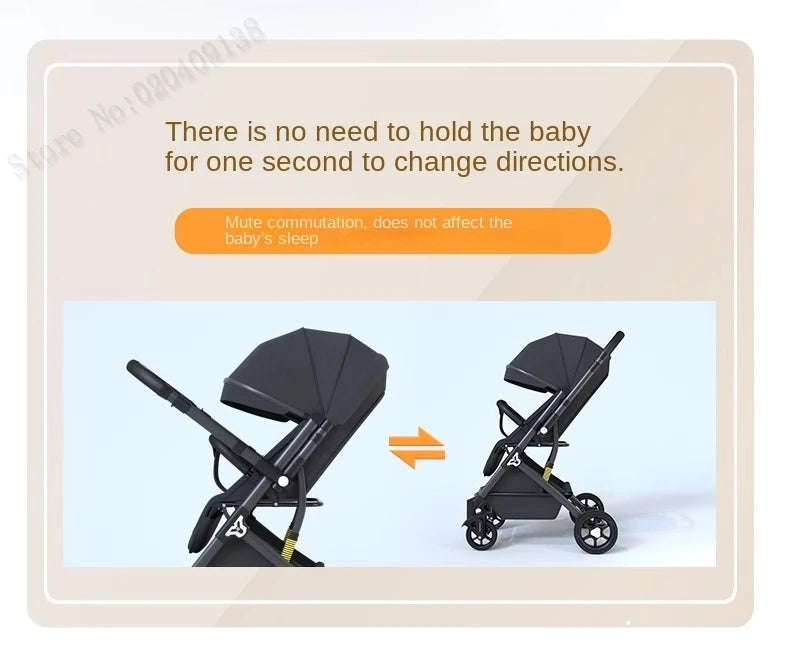 Lightweight stroller Two-way Push Trolley Stroller High Landscape Spine Protection Newborn Baby Four Wheel Stroller