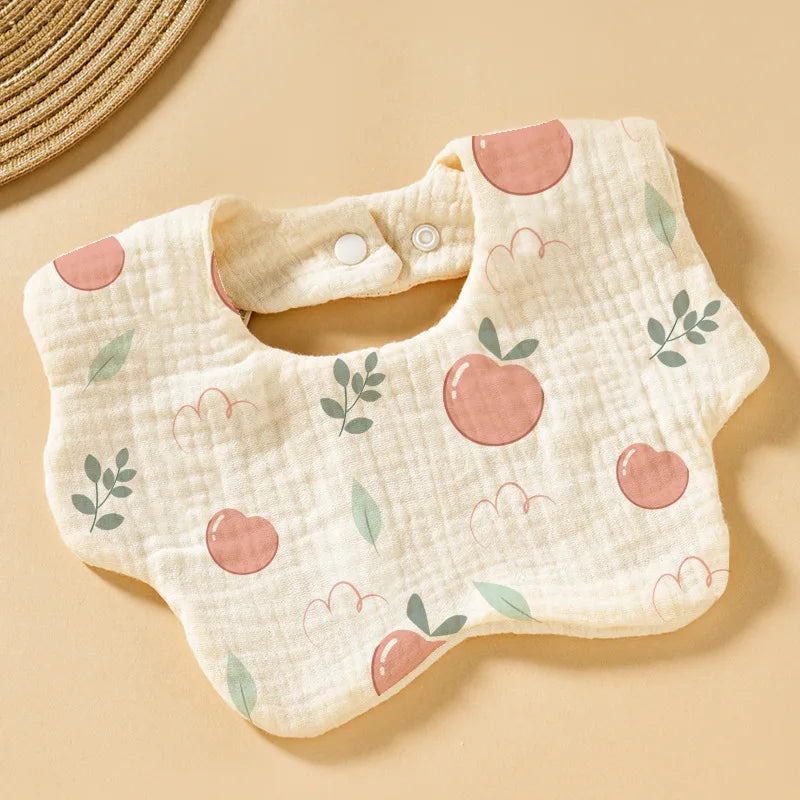 3PCS Cotton Gauze Baby Feeding Bibs Summer Soft Petal Baby Printed Drooling Towel Newborn Toddler Baby Burp Cloth Children'sBib