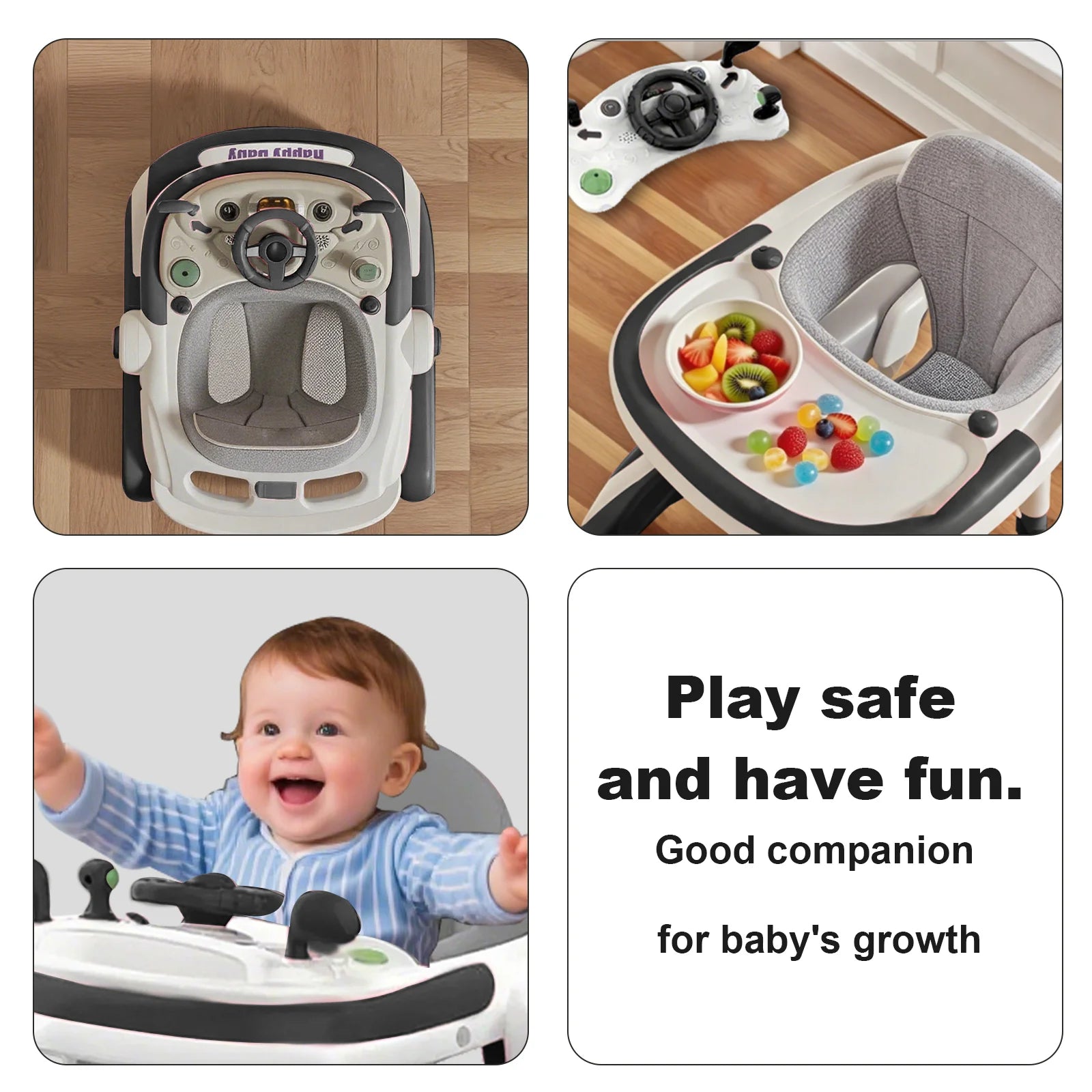 2025 Multifunctional Baby Walker With Sunshade and Seat Kids Anti-Rollover Adjustable Music Stroller Mother Baby Supplies Toys