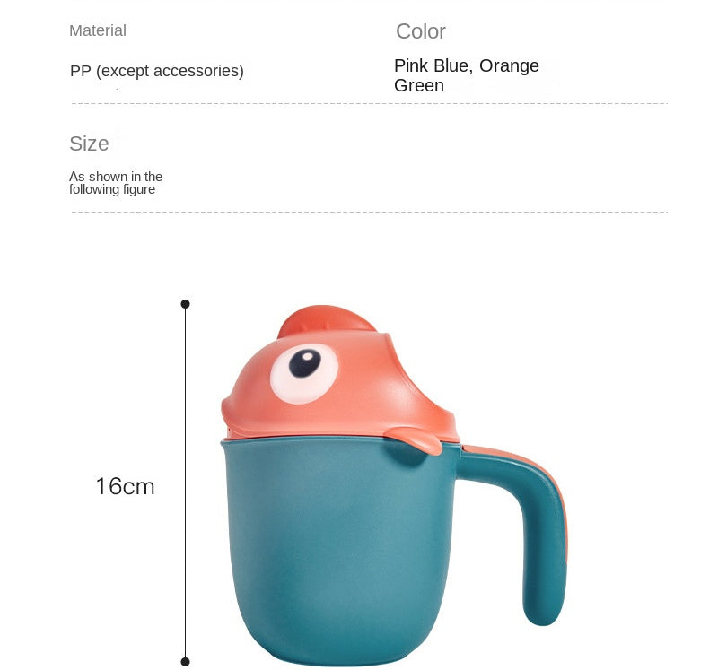 Baby Bath Shower Head Rinse Cup Cartoon Shark Cute Shower Washing Bathroom Accessories Bathing Toys for 0-6 Years Old Baby