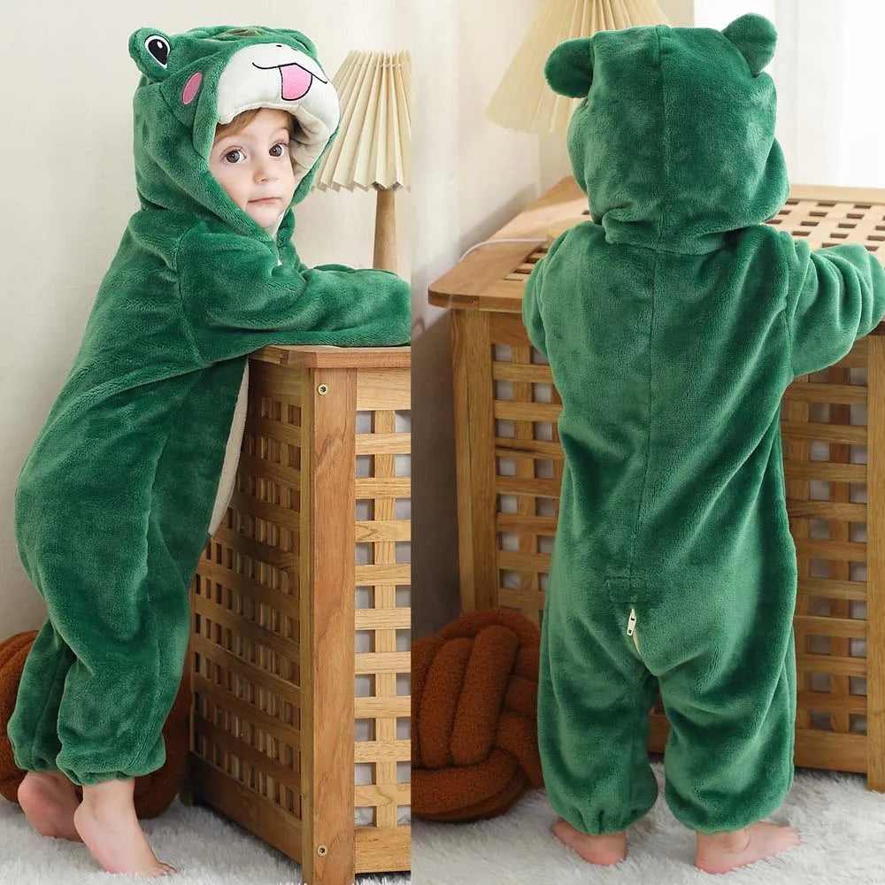 Newborn Kids Dinosaur Kigurumi Pajamas Winter Thick Baby Blanket Slppers Toddler Infant Clothes Hooded Animal Pyjamas Sleepwear