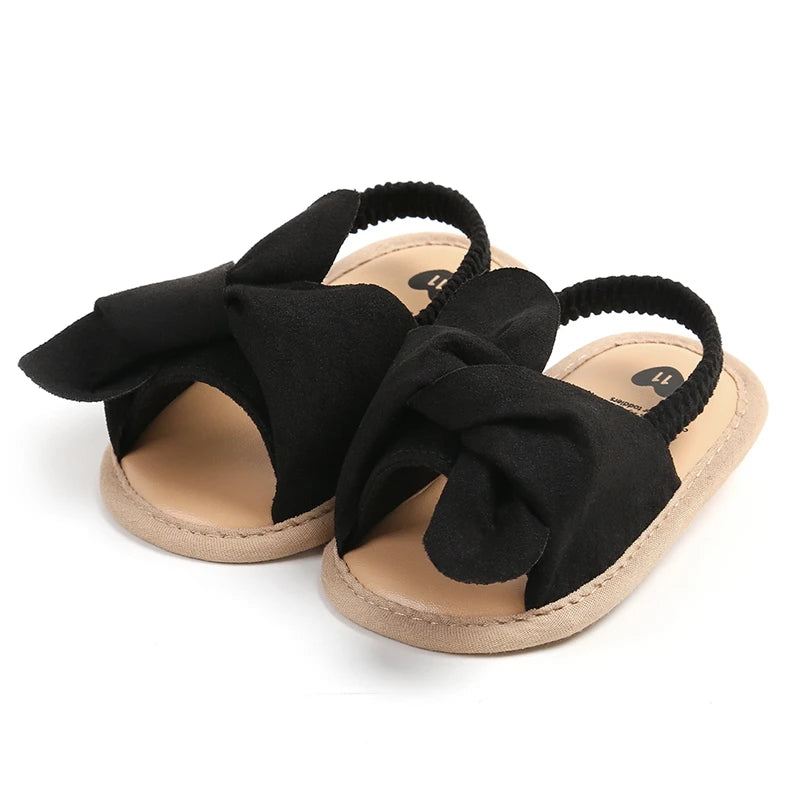 Adorable Baby Girls Sandals with Bowknot Detail Non-Slip Sole Soft Princess Shoes for Beach First Walker Toddler Sandals