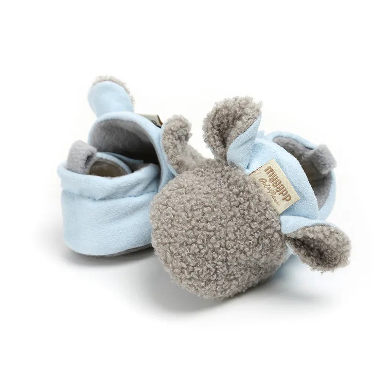 Soft and Cozy Fleece Baby Booties with Adorable Bear Design and Anti-Slip Sole for Winter Warmth and Comfort