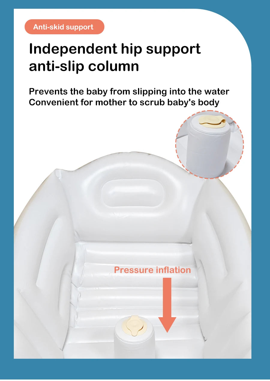 1PCS Inflatable Baby Bathtub with Air Pump Toddler Bathing Tub Chair Portable Seat with Back Support for Younger Children