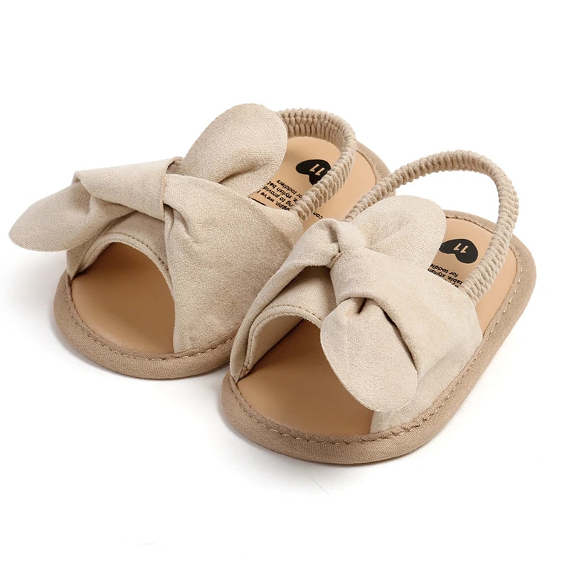 Adorable Baby Girls Sandals with Bowknot Detail Non-Slip Sole Soft Princess Shoes for Beach First Walker Toddler Sandals