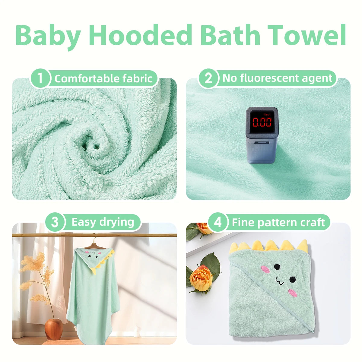 Hooded Baby Towels, Absorbent Baby Bath Towel, Soft Baby Towels for Newborns, Toddlers, and Kids, 32x32 in Baby Towel with Hood