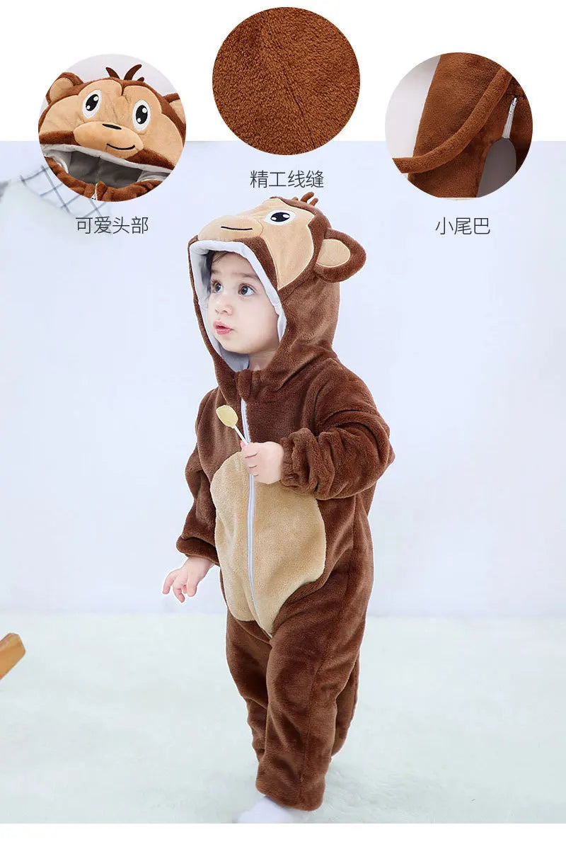 Newborn Kids Dinosaur Kigurumi Pajamas Winter Thick Baby Blanket Slppers Toddler Infant Clothes Hooded Animal Pyjamas Sleepwear