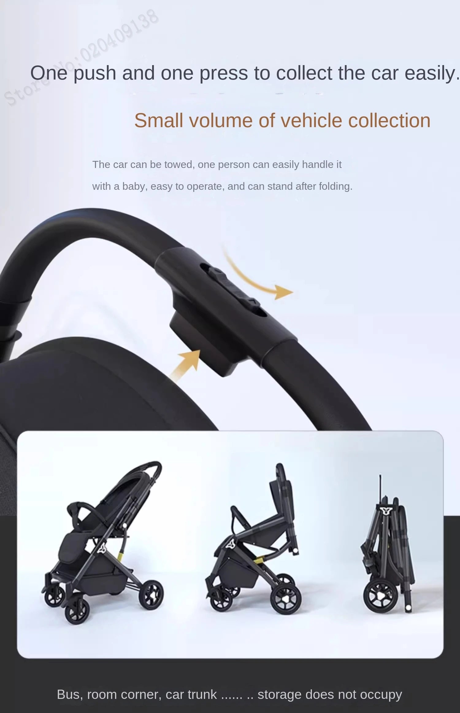 Lightweight stroller Two-way Push Trolley Stroller High Landscape Spine Protection Newborn Baby Four Wheel Stroller