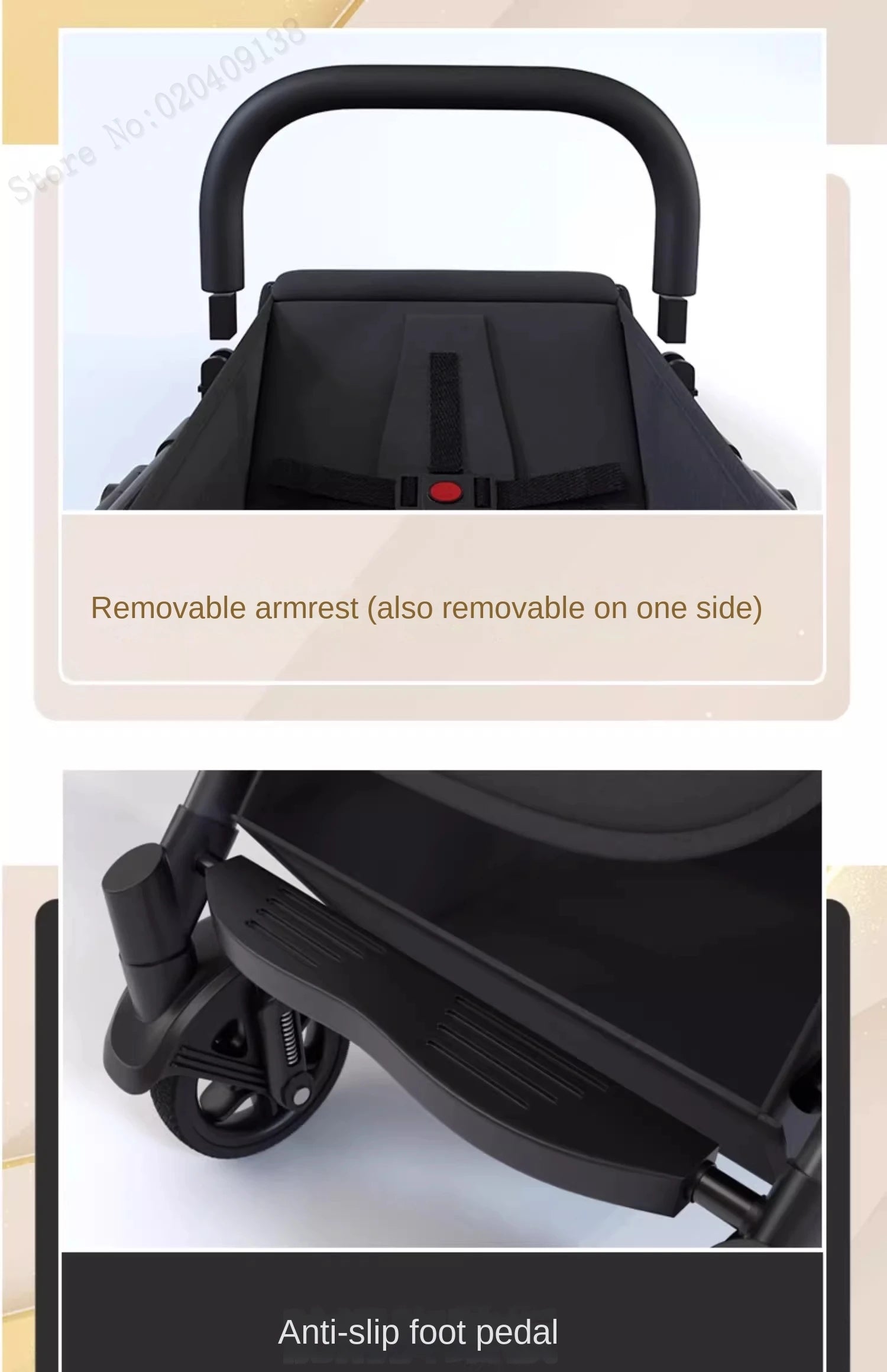 Lightweight stroller Two-way Push Trolley Stroller High Landscape Spine Protection Newborn Baby Four Wheel Stroller