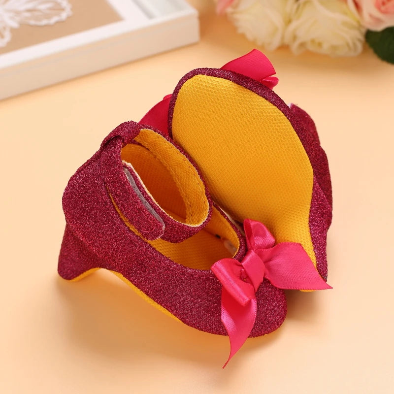 10CM/10.5CM Fashion Infant Newborn Baby Girl High Heels Shoes Princess Bow First Birthday Party Shoes Photo Props Shoes