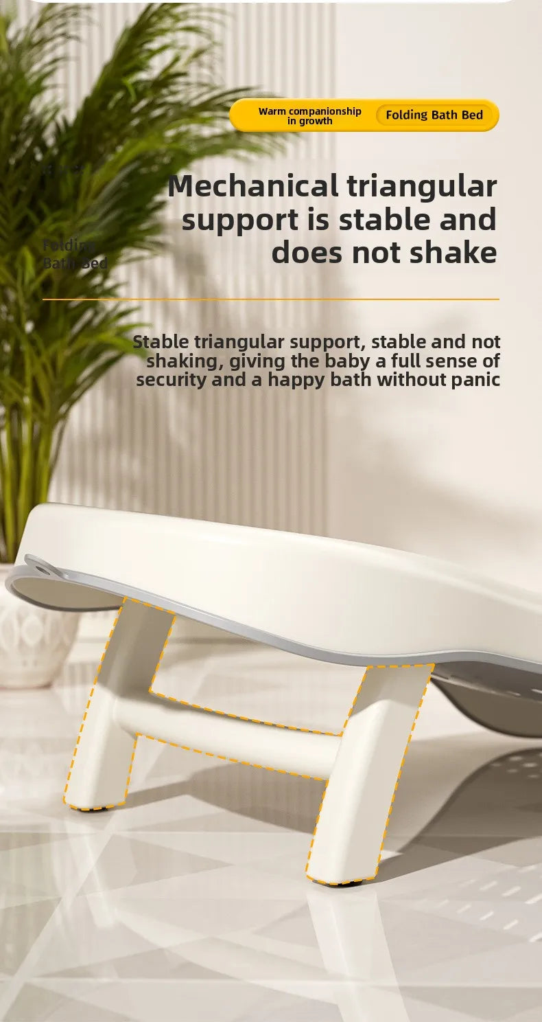 Newborn Bath Lying Rack, Baby Convertible Sit-Lie Bath Bed with Temperature Sensing, Universal Non-Slip Bath Net, Parent Helper