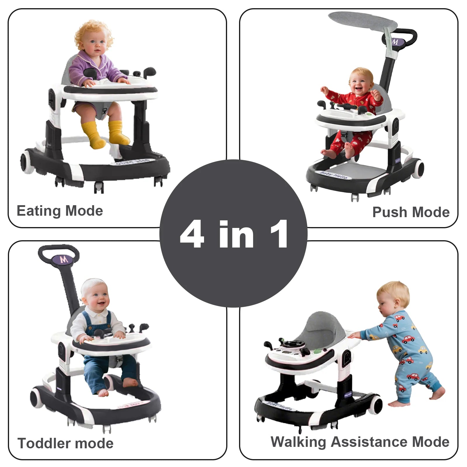 2025 Multifunctional Baby Walker With Sunshade and Seat Kids Anti-Rollover Adjustable Music Stroller Mother Baby Supplies Toys
