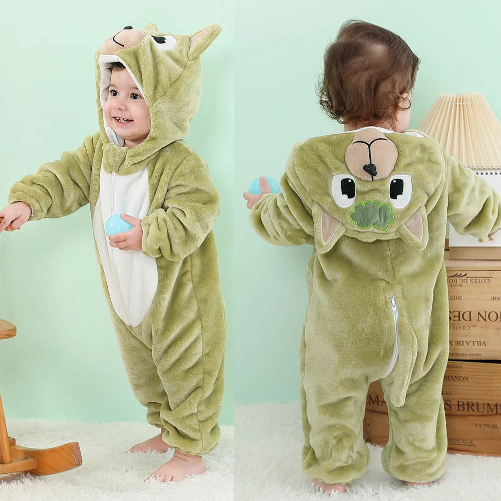 Newborn Kids Dinosaur Kigurumi Pajamas Winter Thick Baby Blanket Slppers Toddler Infant Clothes Hooded Animal Pyjamas Sleepwear